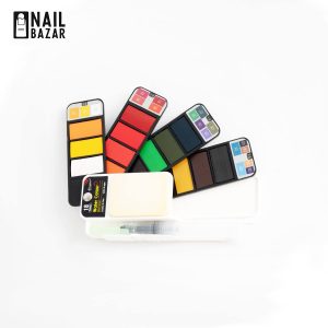 پالت آبرنگ 18 رنگ طراحی ناخن - Color Watercolor Nail Art Palette Kit