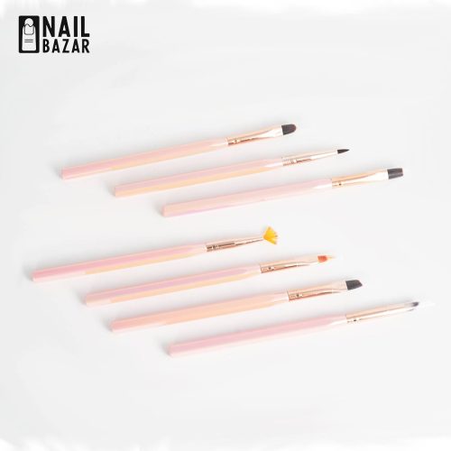 ست قلم طراحی ناخن 7 تیکه حرفه‌ای - Professional 7-Piece Nail Art Brush Set