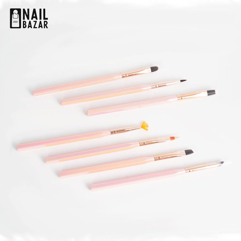 ست قلم طراحی ناخن 7 تیکه حرفه‌ای - Professional 7-Piece Nail Art Brush Set