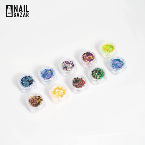 دیزاین ۱۰ تایی - 10-Piece Mixed Nail Art Decoration Set