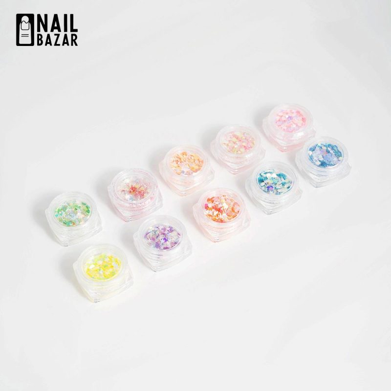 دیزاین ۱۰ تایی - 10-Piece Mixed Nail Art Decoration Set