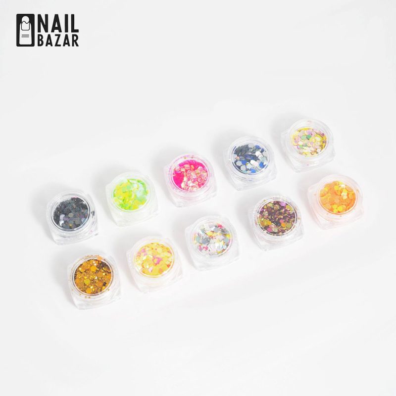 دیزاین ۱۰ تایی - 10-Piece Mixed Nail Art Decoration Set