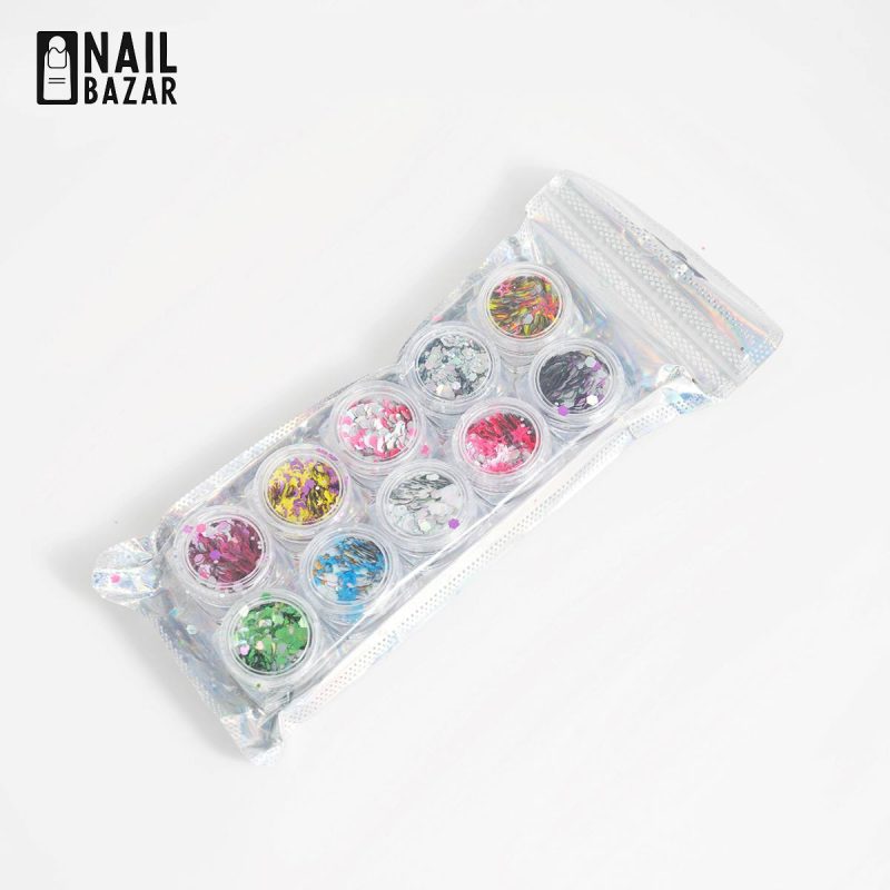 دیزاین ۱۰ تایی - 10-Piece Mixed Nail Art Decoration Set