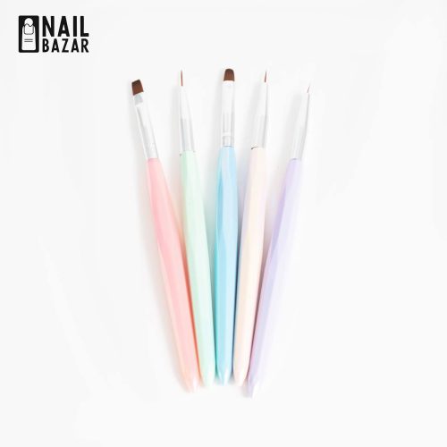قلم طراحی 5 تیکه - 5-Piece Pastel Nail Art Brush Set