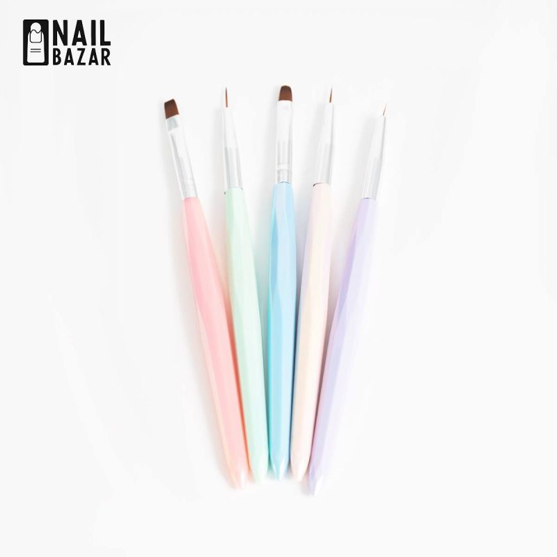 قلم طراحی 5 تیکه - 5-Piece Pastel Nail Art Brush Set