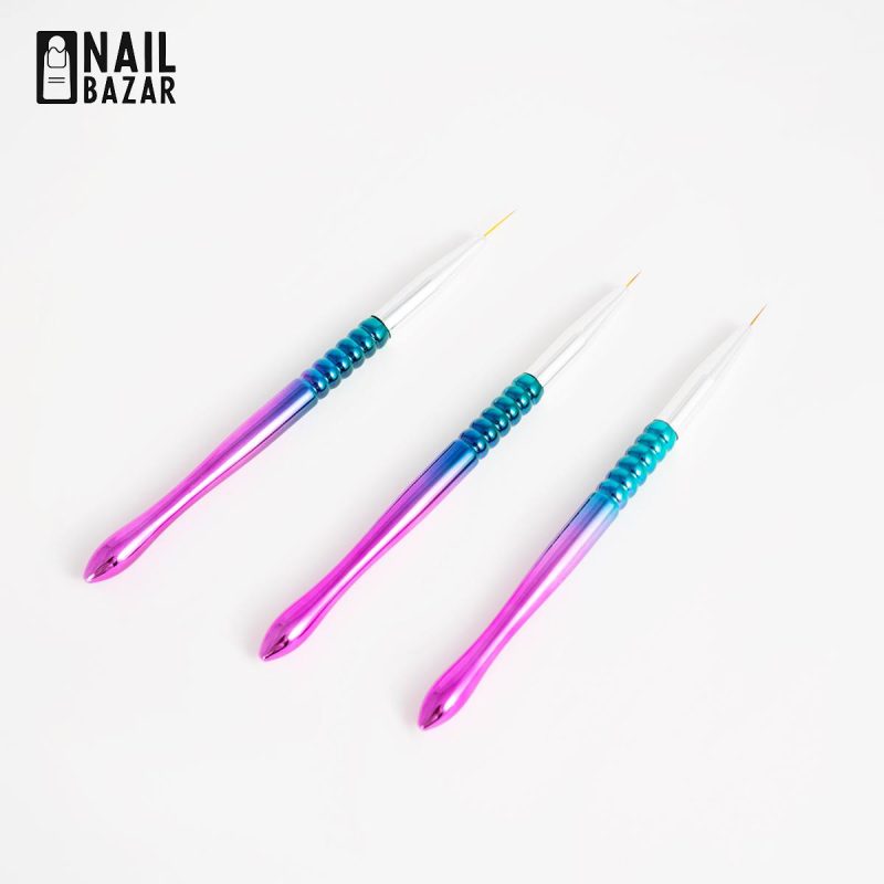 قلم طراحی کروم 3 تیکه - Chrome Nail Art Liner Brush Set