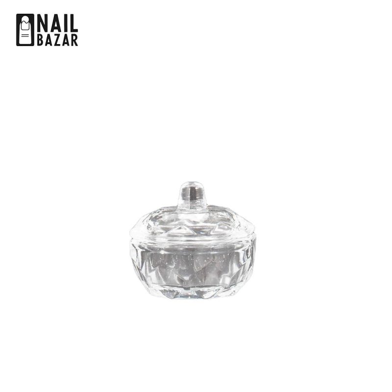 گوده در دار شیشه ای - Lidded Crystal Glass Dappen Dish for Acrylic Nail Liquid