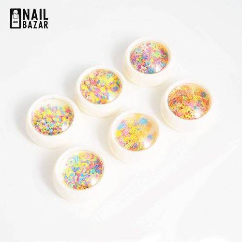 دیزاین ناخن ۶ تایی مدل 2 - Nail Art Sequins Set