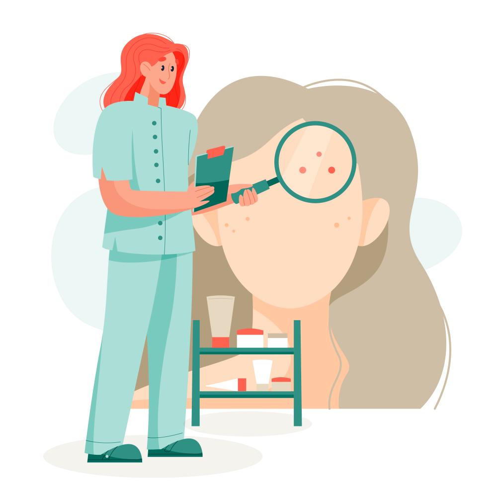 متخصص پوست در حال مراقبت از مشکلات پوست و ناخن