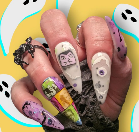 دیزاین ناخن پاپ آرت با تکنیک ترکیبی و اکریلیک